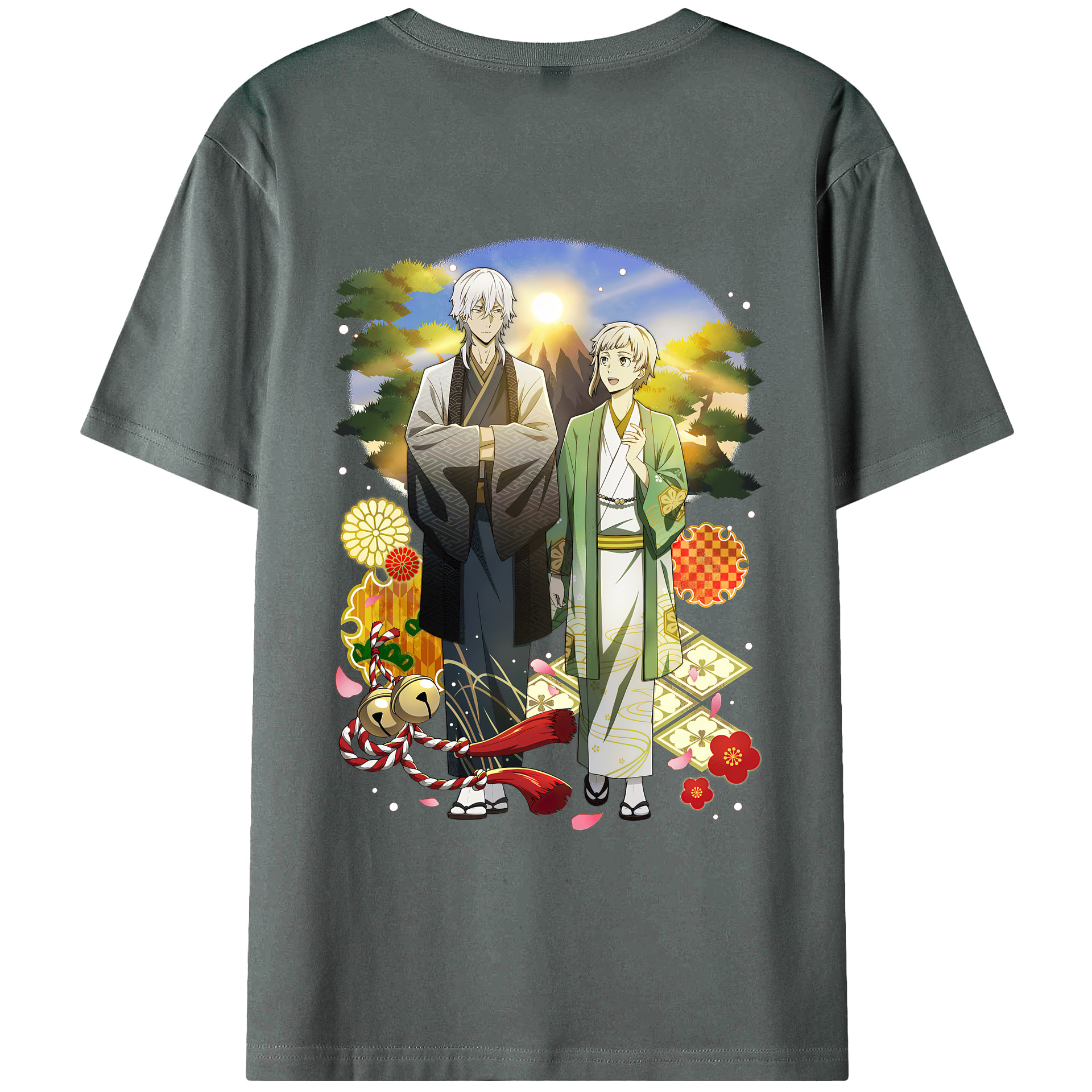 （画像用） 文豪ストレイドッグス Bungo Stray Dogs 綿100％ メンズ半袖Tシャツ（バックプリント） 通気性